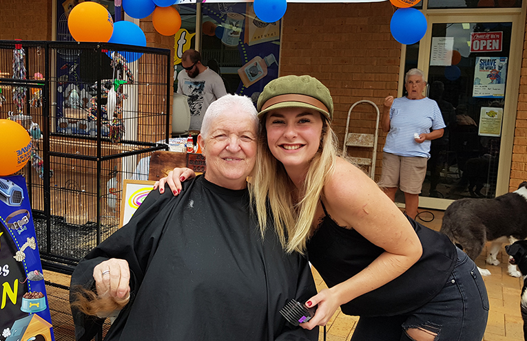WORLD’S GREATEST SHAVE: Linda Trappitt and Charlie Burns.