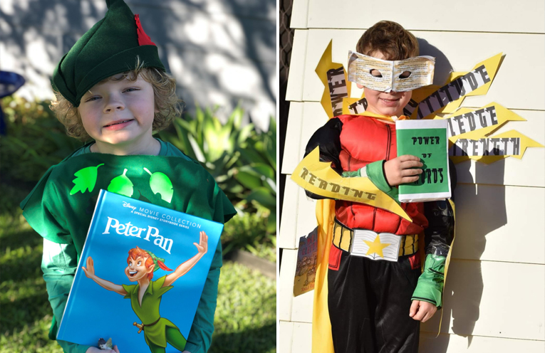 Xavier Vaughan (Year 1) as Peter Pan (left) Cody Veitch as Captain Reader. (right)