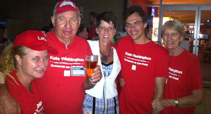 Kate Washington celebrates after election win