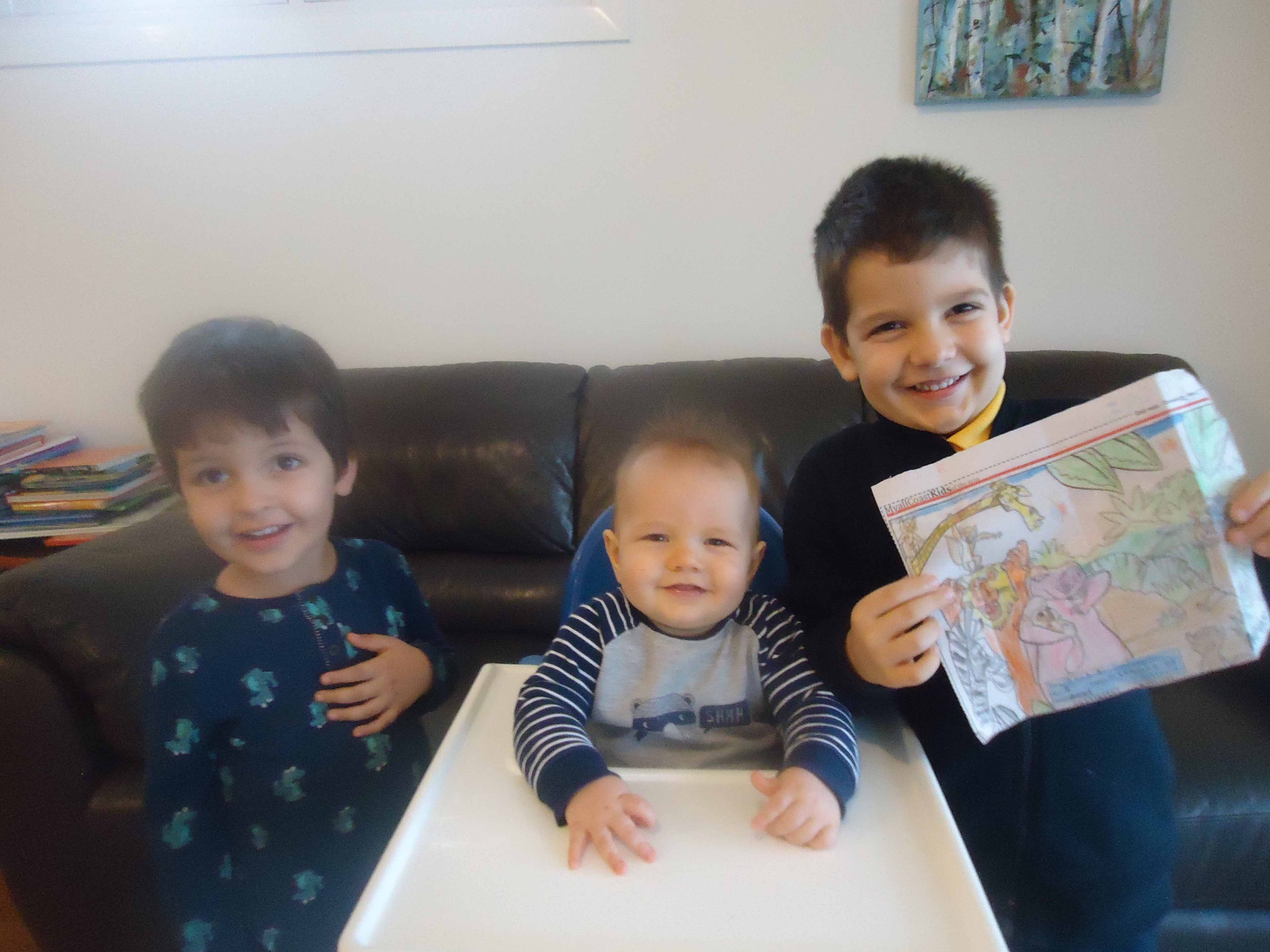 William (3), Alistair (8 mths) and Jack (5), they are looking forward to a family day at the zoo.