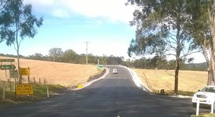 The Bucketts Way / Stroud Hill Road intersection is completed except for line marking.