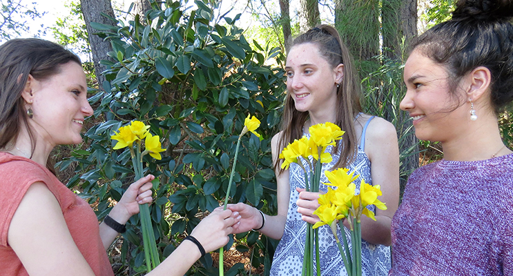 . SOMEONE I KNOW: Kaitlyn Osborne, Megan Markham and Marley Mezi support Daffodil Day for Kaitlyn’s Aunty, Leanne. 