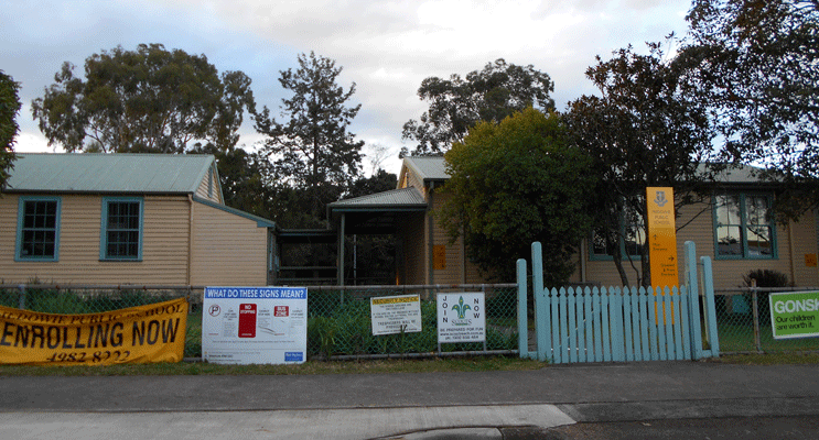 Medowie Public School with the current wire front fence. 