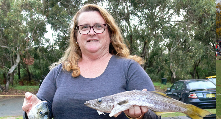 Michelle Cole, catching a great swag full of bream,tailor and a short finned pike.