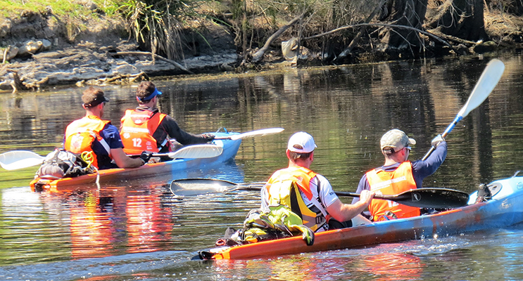 KAYAK: Teams navigated waterways. 
