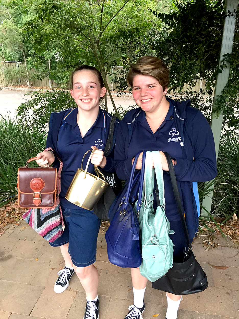 Medowie Girl Guides Brooke Ellicott and Makenzie Baas preparing donations for this wonderful cause.