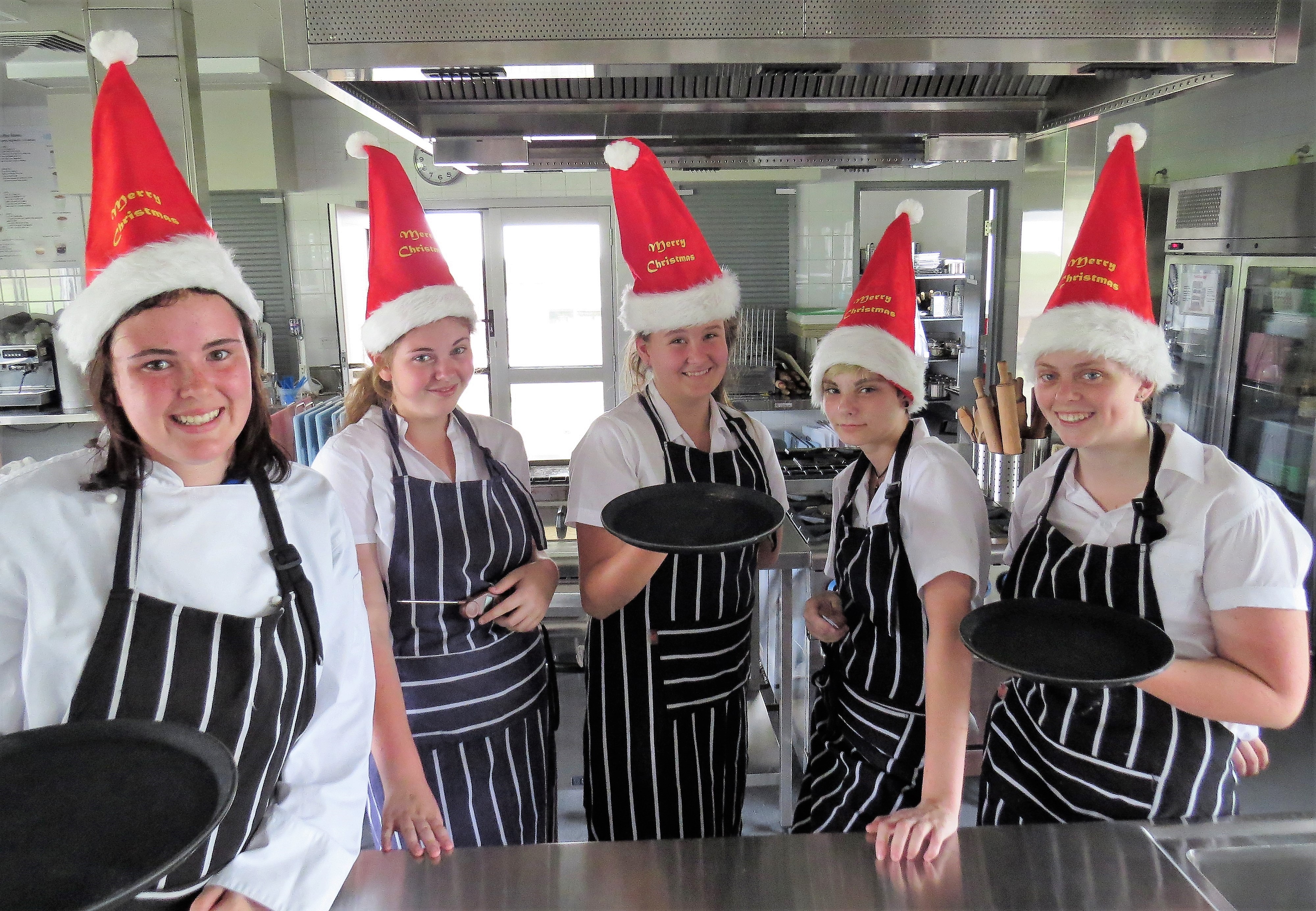 HOSPITALITY STUDENTS: Tia King-Stow from Tarbuck Bay, Annika Gore from Hawks Nest, Annabelle Holden from Pindimar, Natasha Collins-Charlton from Tea Gardens and Jessica Lyall from North Arm Cove.