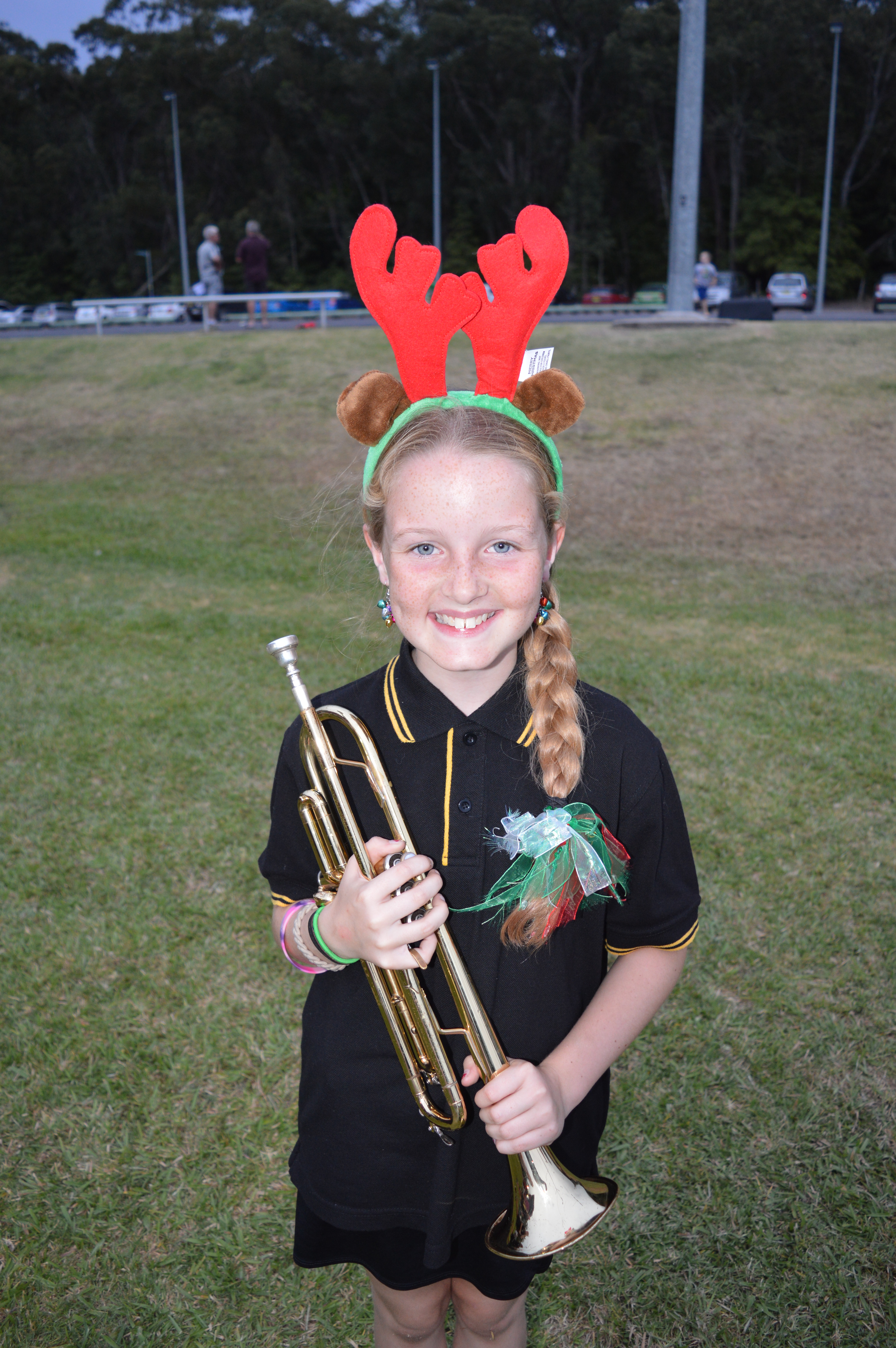 Keira Thoburn, trumpeter for Medowie Public School Band, before her performance.