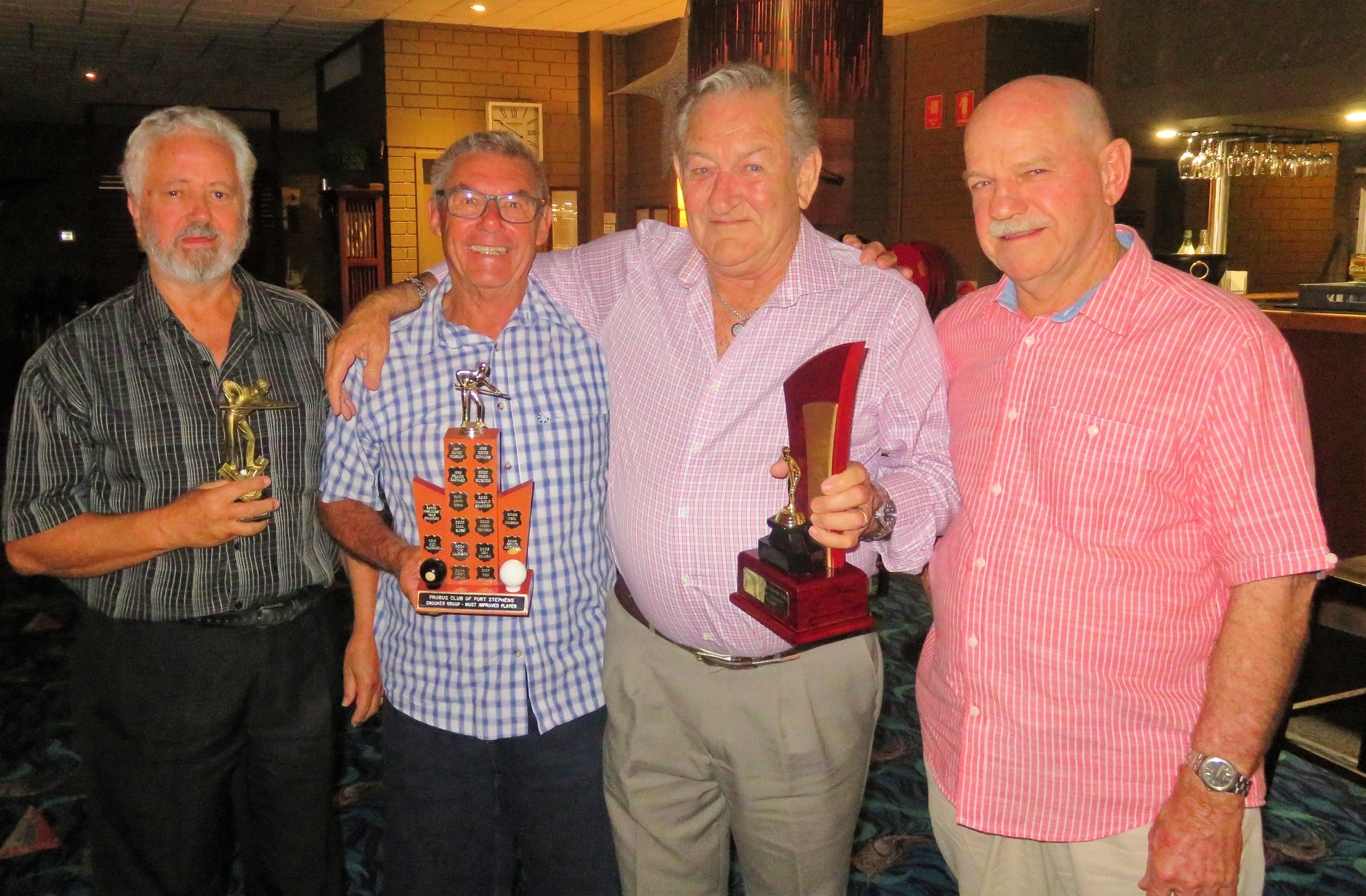 Snooker Presentation: Malcolm Craddock, Roy Cambell, Pete Curry and Dave Linguard. Photos by Ann Gibson