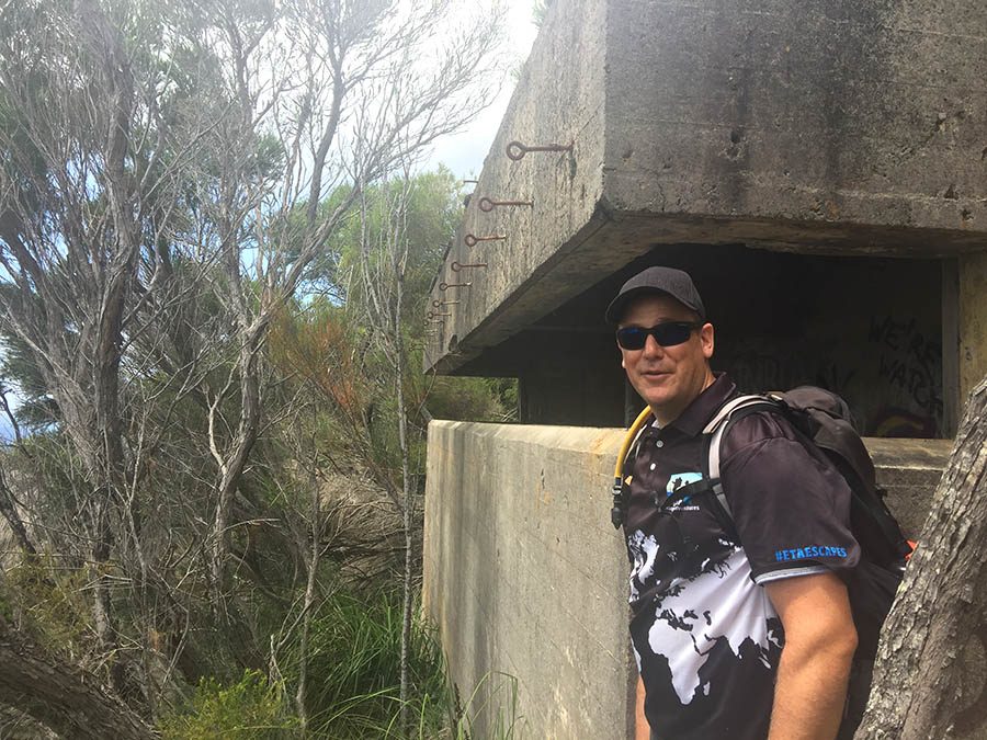 Shane Goodwin, a passionate War History enthusiast, will take you back in time as you trek with him up Tomaree Mountain.  Photo by Jewell Drury 