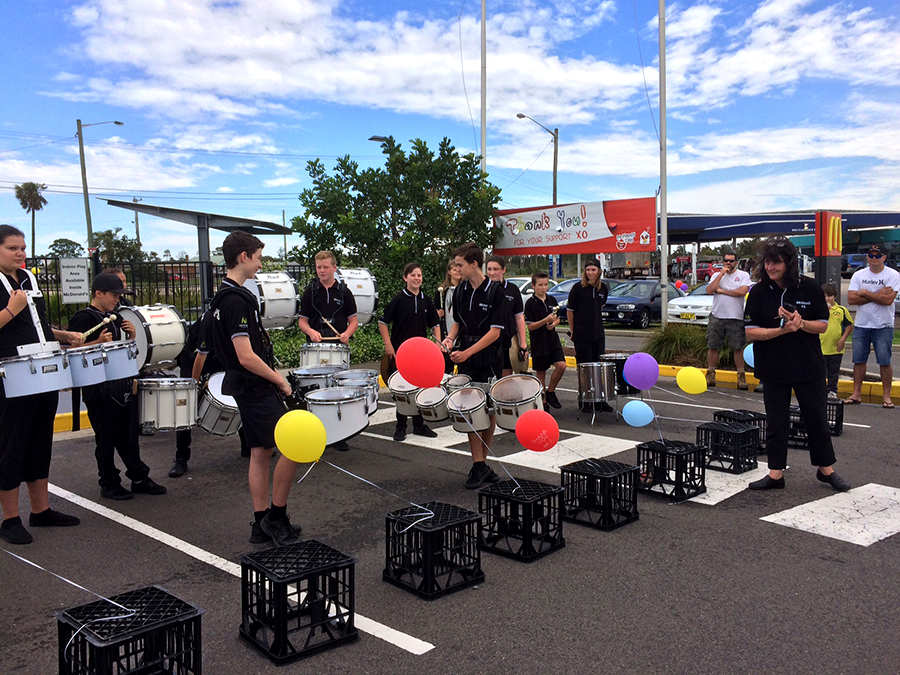 Junior Drum Corp treating crowds at a performance.