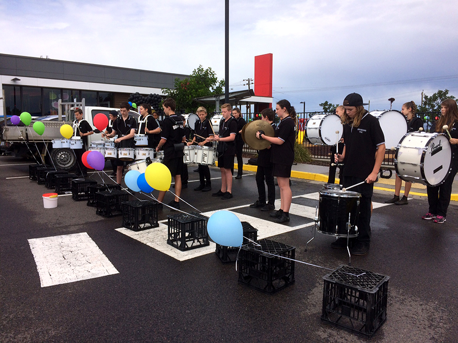 Junior Drum Corp treating crowds at a performance.