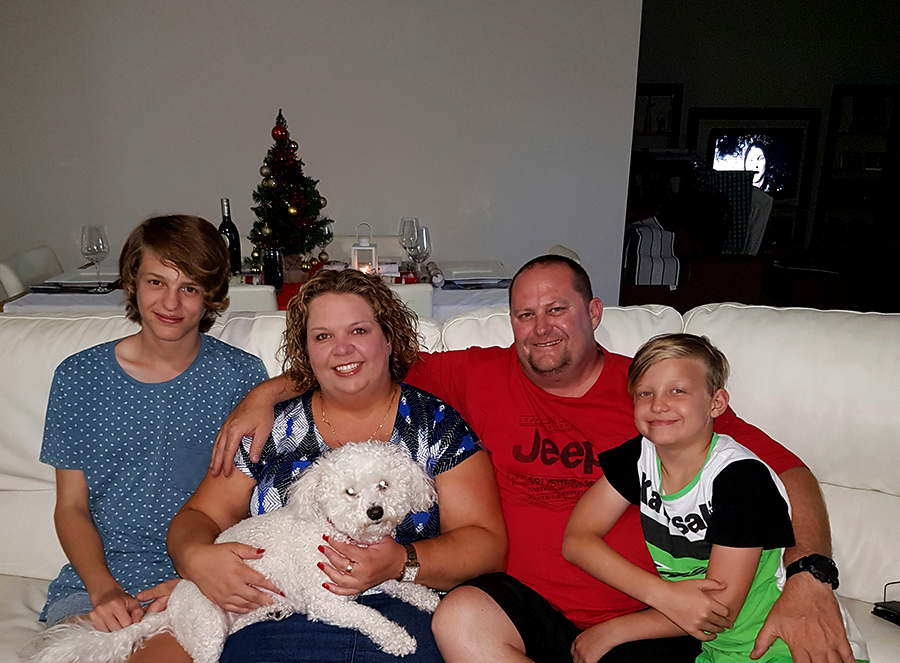 Yolande, Johan, Brandon and Dylan Kruger, a South African family who now call Australia, and Medowie, home.