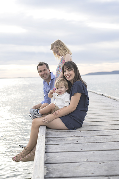 Ryan Palmer and his wife Jess with Bella, five, and Knox, two.  Photo supplied by Jess Palmer 