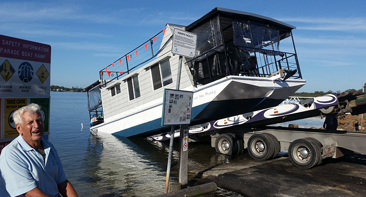 SHIP SHAPE: Houseboat launched at Hawks Nest.