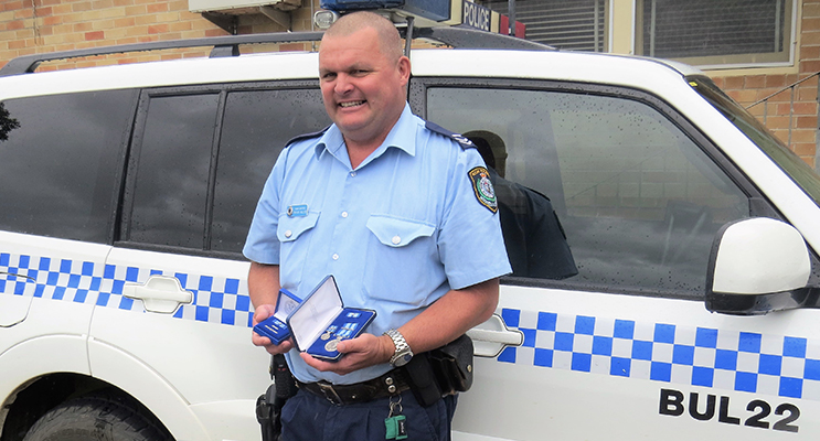 Senior Constable Trevor Mcleod awarded the NSW Police Medal for 30-years of dedicated service.    