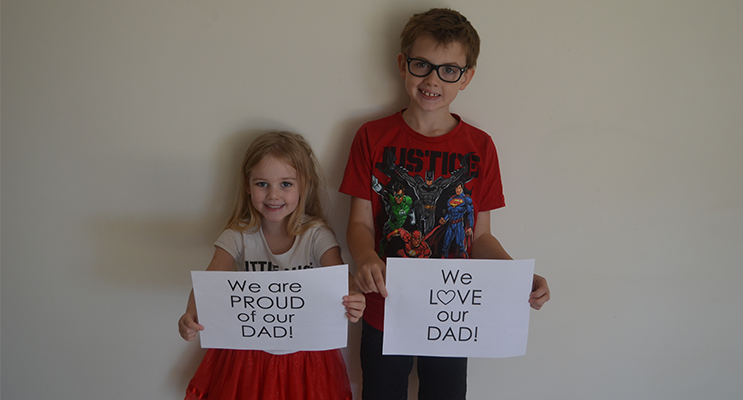 Michael and Olivia have a message for their Dad.