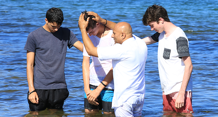 Jack Torr during his recent baptism at Fishermans Bay. Photo supplied. 
