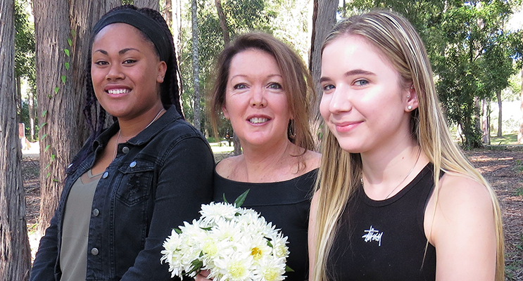 Happy Mother’s Day: Lily and Katelyn Sibert with their loving mum, Leanne.