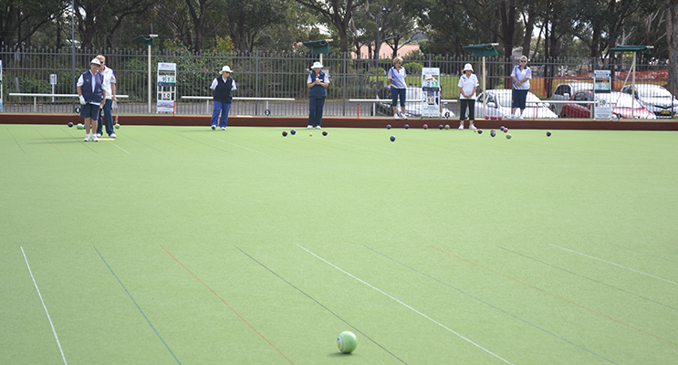 Thursday Bowls: Action on the Green.