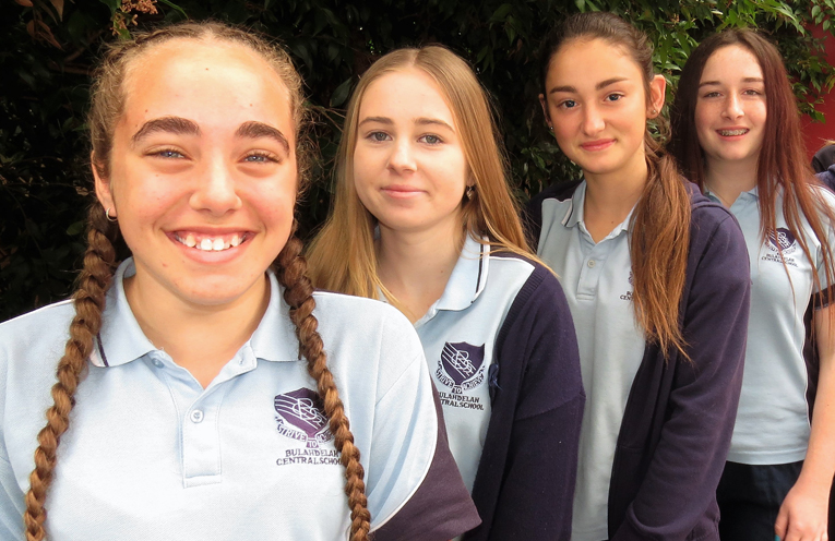 BCS Year 9 students Tahlia Mancini, Taylah Smith, Katerina Poniris and Anjoli Luxon are pleased with their NAPLAN results. 