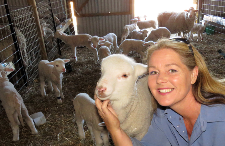 Julie Steepe with Verity the lamb. 
