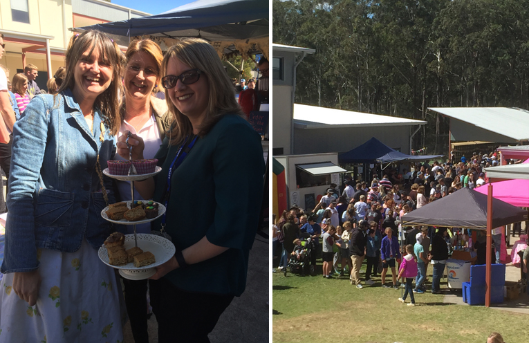 All smiles at the cake stall.(left) The crowds at the spring fair were impressive for this inaugural event.(right)