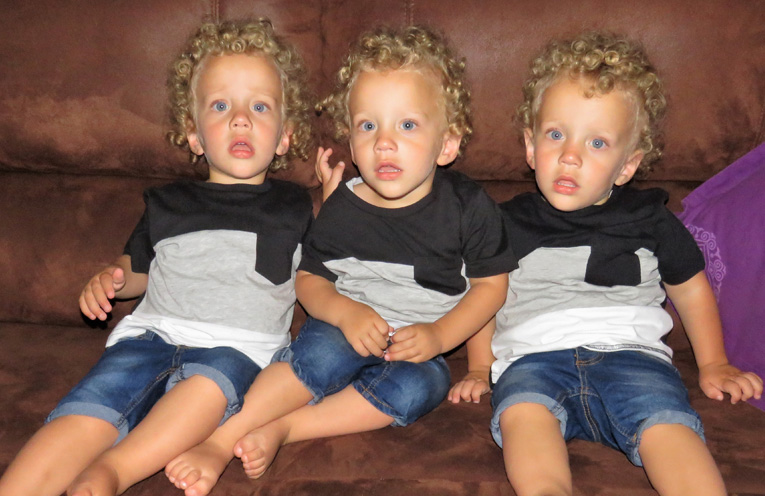 Triplets Kenny, Will and Jackson Barry. 